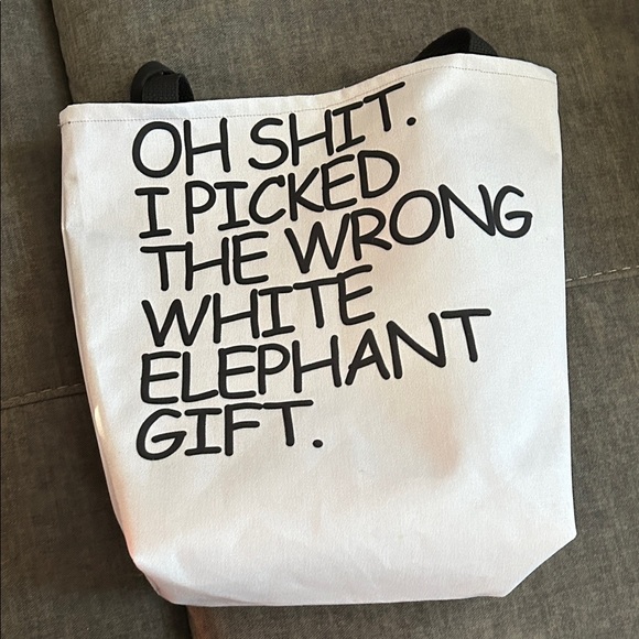 White Gift Tote Bag with Black Text - Picture 3 of 4